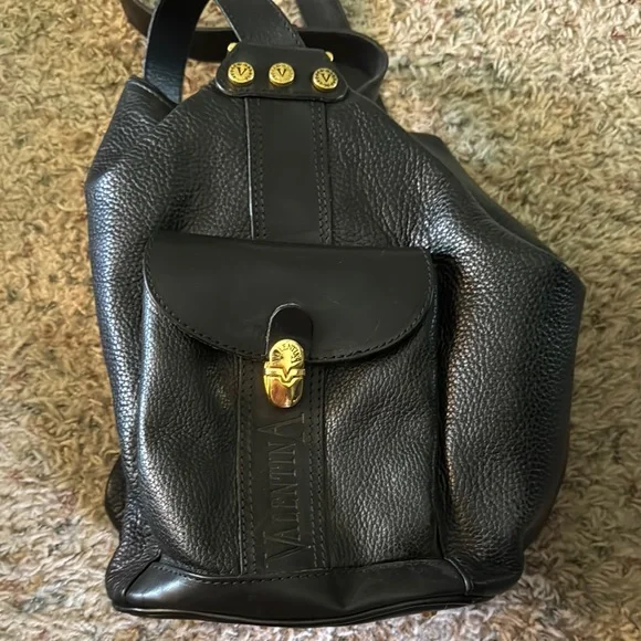 Valentina | Bags | Valentina Black Leather Backpack With 